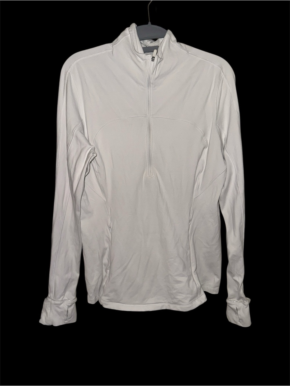 Size 12 Lululemon White Half Zip Athletic Pullover with Thumbholes - Picture 2 of 8